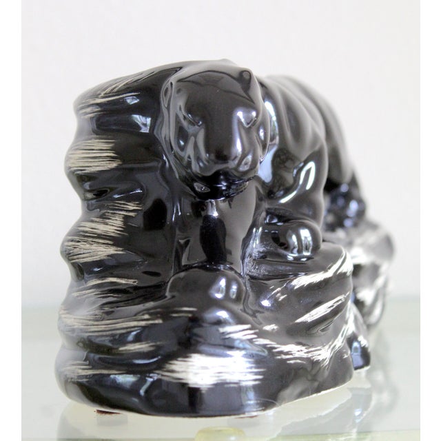 Vintage 1950s Mid-Century Modern Black Panther Ceramic Tv Lamp & Planter For Sale - Image 11 of 13