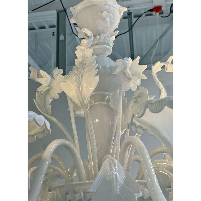 White Murano Glass Chandelier by LaMurrina For Sale - Image 4 of 9