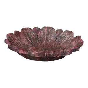 Vintage Hand Carved Lotus Shaped Round Decorative Bowl