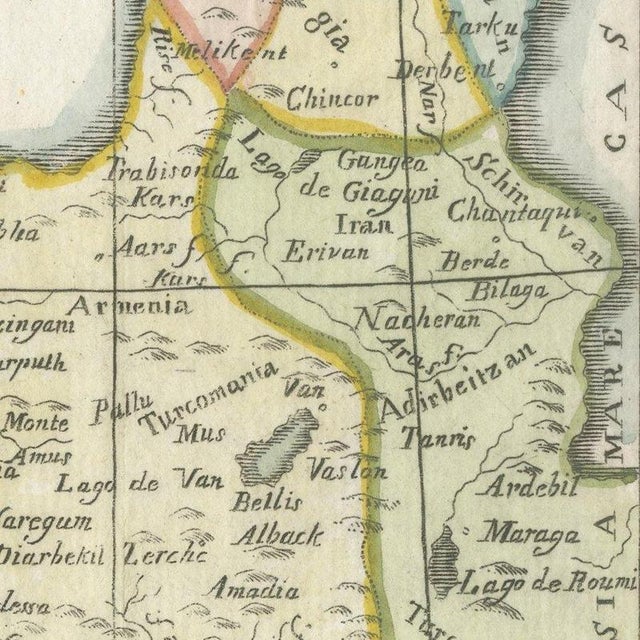 Black Antique Italian Map of Turkey in Asia by Buffier, 1780s For Sale - Image 8 of 12