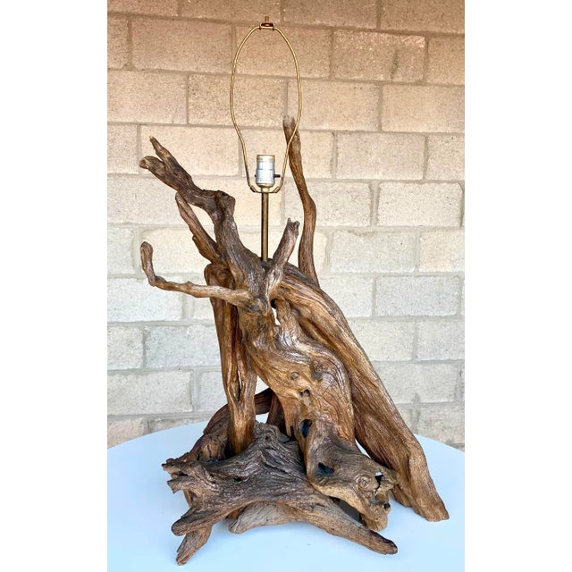 Late 20th Century Monumental Organic Driftwood Sculptural Table Lamp For Sale - Image 5 of 12