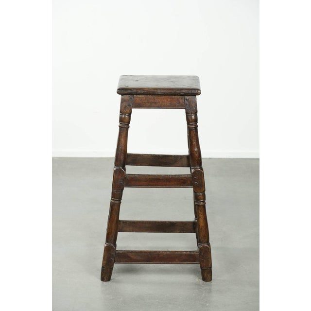 Antique English Oak Stool, 1700s For Sale - Image 3 of 11