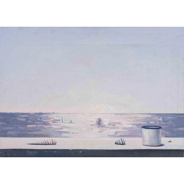 Gino Guida, Dawn on the City, Oil Painting, 1980s For Sale