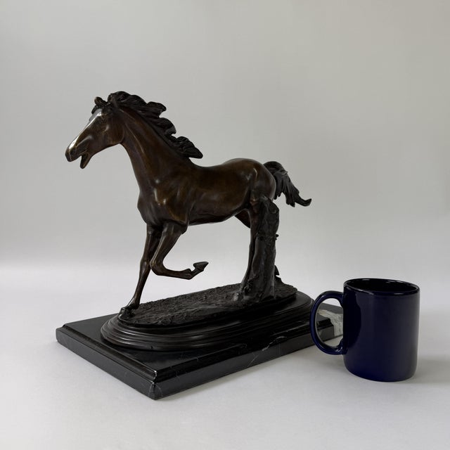 Bronze Galloping Horse Sculpture on Marble Base – Classical Equestrian, 14” L For Sale - Image 12 of 12