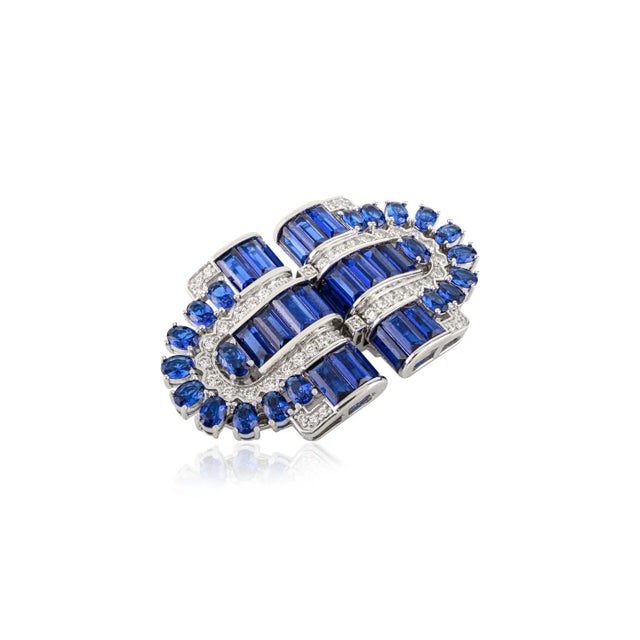 Art Deco Silver Cubic Zircon Detachable Brooch/Collar Pin - Vintage Glamour For Sale - Image 4 of 14