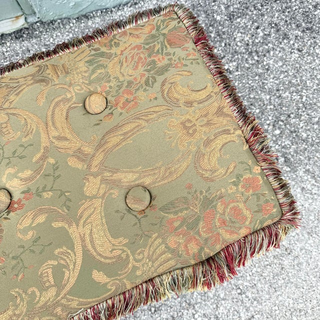 Vintage Hollywood Regency Tufted Parsons Bennxh For Sale In West Palm - Image 6 of 6