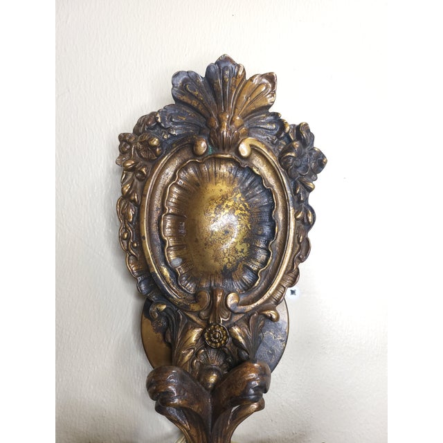 1920s Antique French Cast Bronze Sconces For Sale - Image 5 of 9