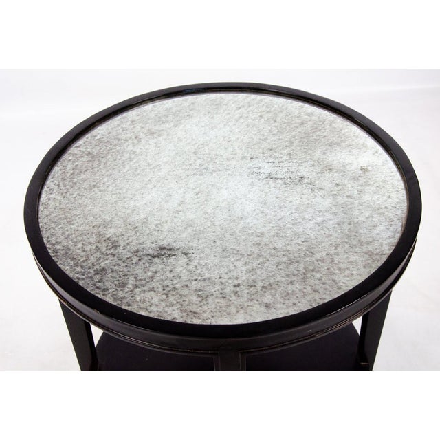 Modern Black Drum Mirrored Top Side Table | Chairish