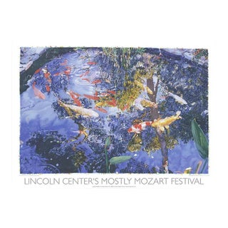 2004 Joseph Raffael 'Pond with Goldfish' Realism Blue,Multicolor USA Serigraph For Sale