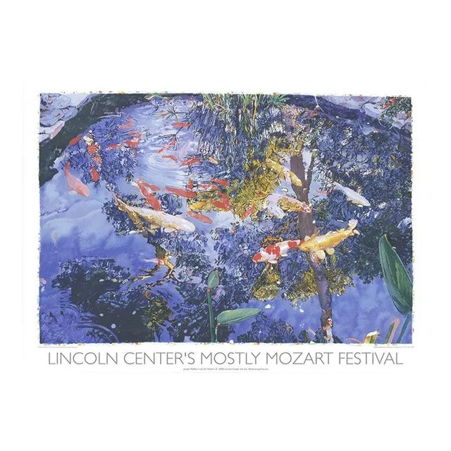 2004 Joseph Raffael 'Pond with Goldfish' Realism Blue,Multicolor USA Serigraph For Sale