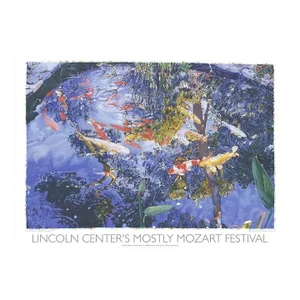 2004 Joseph Raffael 'Pond with Goldfish' Realism Blue,Multicolor USA Serigraph