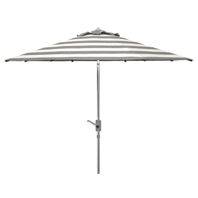 Iris Fashion Line 9Ft Round Umbrella, Grey & White/Chrome Pole For Sale In Philadelphia - Image 6 of 6