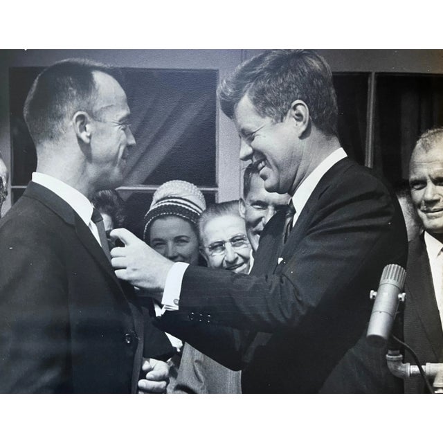 Black 1960s John F Kennedy with Alan Shepard & John Glenn Black & White Photo For Sale - Image 8 of 12