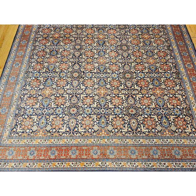 Vintage Persian Tabriz Afshan Rug, Hand-Knotted Wool, Allover Geometric Caucasian Kuba Pattern, Navy & Red, 10x14 For Sale In Chicago - Image 6 of 12