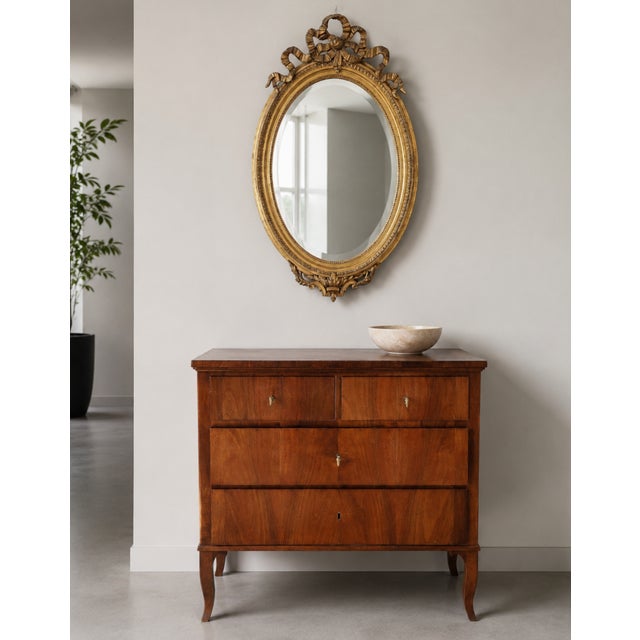 19th Century Napoleon III French Oval Gilded Mirror with Love Knot For Sale - Image 4 of 14