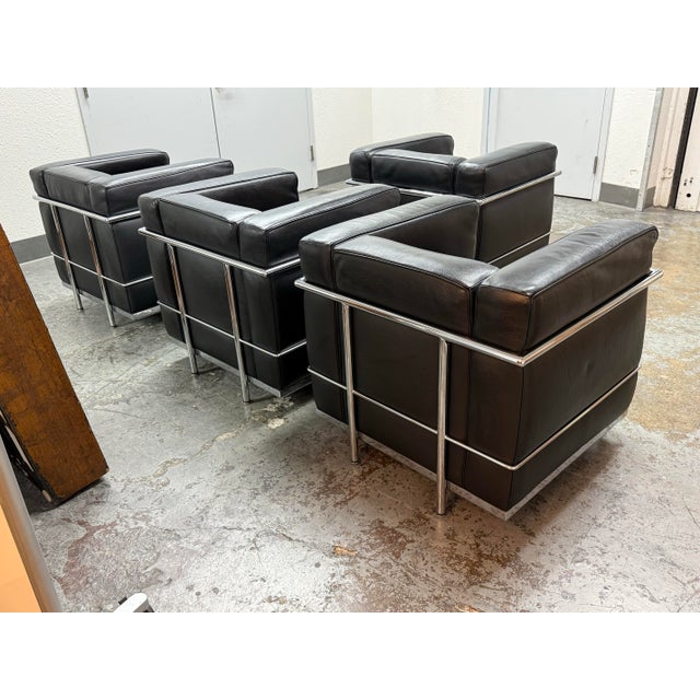 1990s Le Corbusier Style Cube Lounge Chairs, Set of Four For Sale - Image 5 of 12