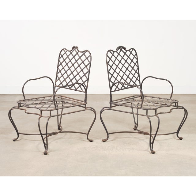 Metal Set of Four Rose Tarlow Style Twig Iron Garden Dining Armchairs For Sale - Image 7 of 18