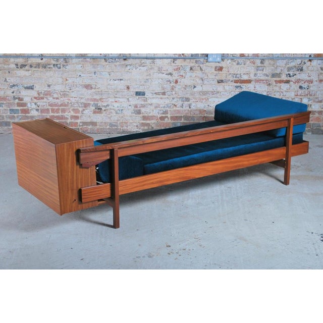 Mid-Century Teak Daybed with Teal Velvet Cushions, 1960s For Sale - Image 9 of 13