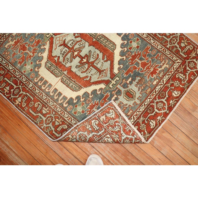 Rustic Zabihi Collection Square Antique Heriz Rug - 3'4" x 4'1" For Sale - Image 3 of 7