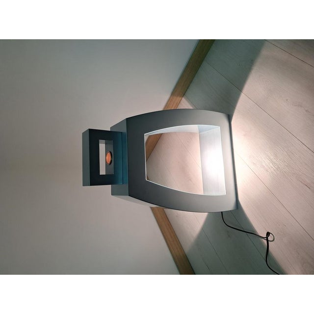 Table Lamp in Blue Lacquered Wood attributed to Andrea Anastasio for Zenith, 1980s For Sale - Image 16 of 18