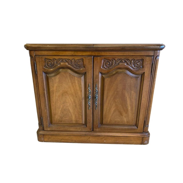 Mid 20th Century Drop Fold Out Dry Bar Tea Serving Cart With Cabinet For Sale - Image 9 of 10