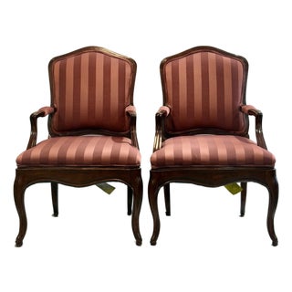 Late 20th Century Pair of Beverly Furniture Louis XV Style Mahogany Armchairs For Sale