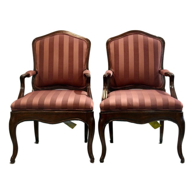 Late 20th Century Pair of Beverly Furniture Louis XV Style Mahogany Armchairs For Sale