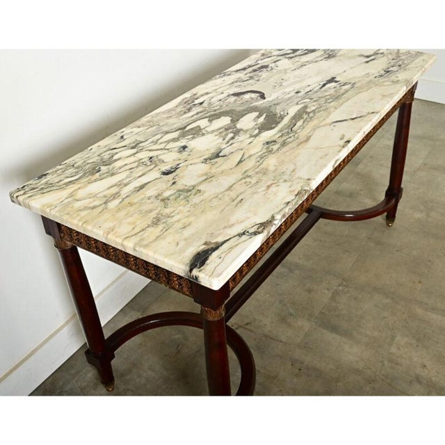 French 19th Century Louis XVI Style Mahogany & Marble Center Table For Sale - Image 10 of 12