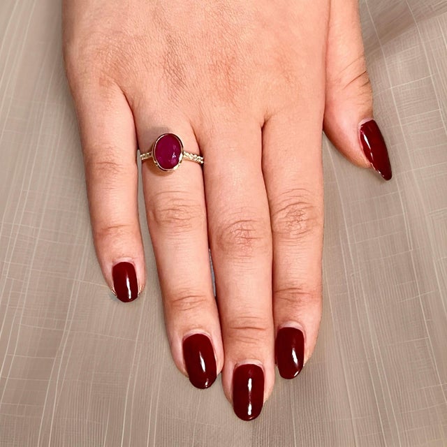 Natural Ruby Diamond Ring 6.75 14k Y Gold 4.38 TCW Certified For Sale - Image 9 of 18