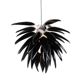 Aloe Blossom Large Anniversary Pendant Light with Black Porcelain Leaves by Jeremy Cole, 2004 For Sale
