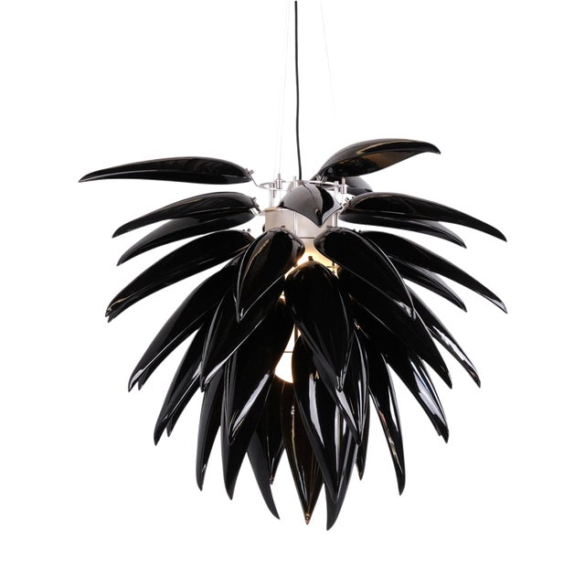 Aloe Blossom Large Anniversary Pendant Light with Black Porcelain Leaves by Jeremy Cole, 2004 For Sale