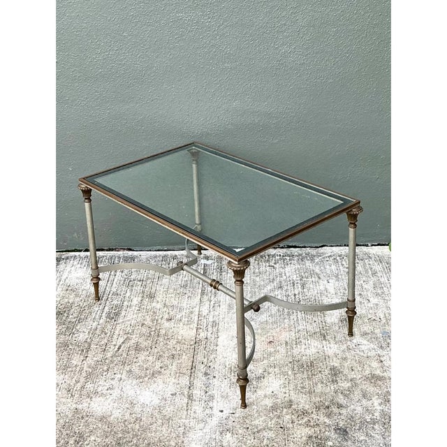 Maison Jansen Vintage Rectangular Metal and Glass Table After Maison Jansen For Sale - Image 4 of 13