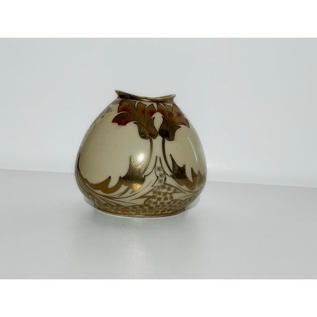 Art Nouveau Rs Germany Porcelain Vase, Art Nouveau Gilt Floral Cabinet Form, c.1900 For Sale - Image 3 of 5