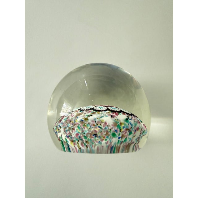 Murano Vintage Murano Millefiori Paper Weight With Confetti Base For Sale - Image 4 of 7