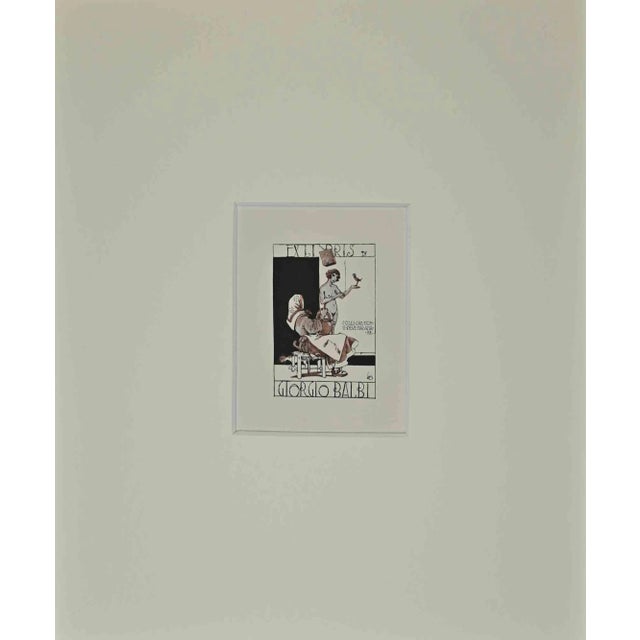 Ex Libris Giorgio Balbi, Woodcut, Mid-20th Century For Sale