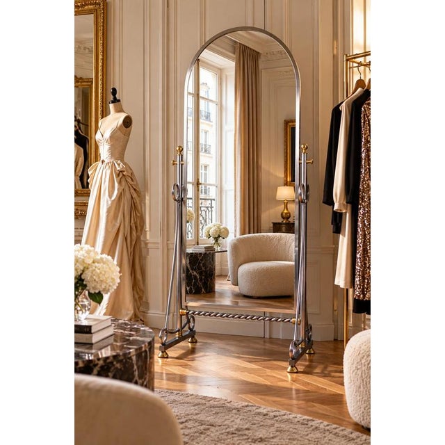 Mid-Century Italian Psyche Mirror by A. Orlandi, Italy, 1970s For Sale - Image 4 of 11