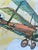 The Red Baron World War l German fighter Plane. A framed watercolor and ink painting depicting a historic aircraft,...