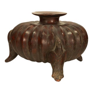 Ancient Pre-Columbian Colima Redware Ceramic Gourd Vessel Circa 100 Bc Ex-Museum For Sale
