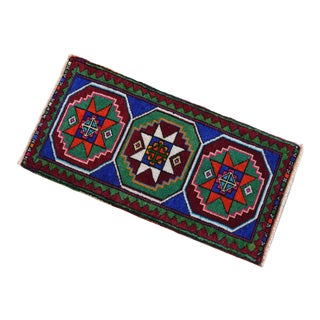 Hand Knotted Oushak Rug. Colorful Rug, Bath Mat, Laundry Decor 1'5" X 2'11" For Sale