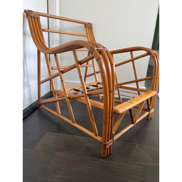 Paul Frankl Mid-Century Vintage Bent Bamboo & Rattan Lounge Chair For Sale - Image 4 of 7