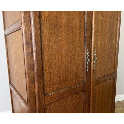 Vintage French Louis XVI Style Carved Oak 2-Door Armoire For Sale - Image 6 of 12