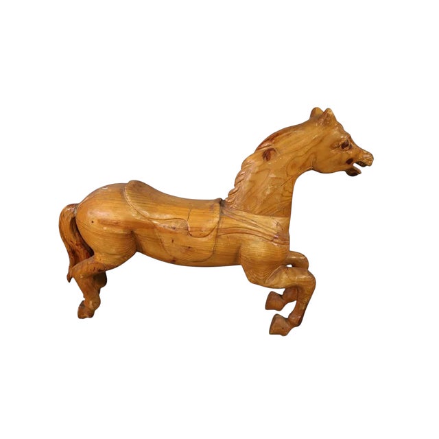 Antique Carved American Folk Art Wood Horse Sculpture.