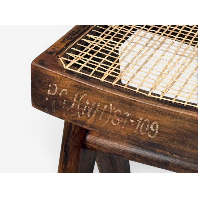 Pierre Jeanneret, Low Cane Stools, Teak, Cane, Chandigarh, India, 1960s For Sale - Image 10 of 13