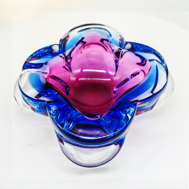 Vintage Pink and Sky Blue Ashtray in Murano Glass, 1960s For Sale - Image 3 of 8
