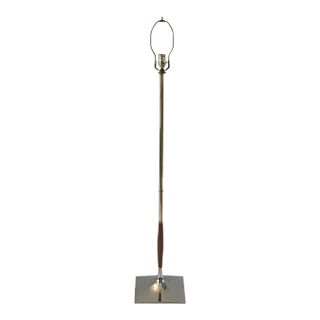 Mid-Century Modern Walnut and Chrome Torchiere Floor Lamp Attributed to Gerald Thurston For Sale