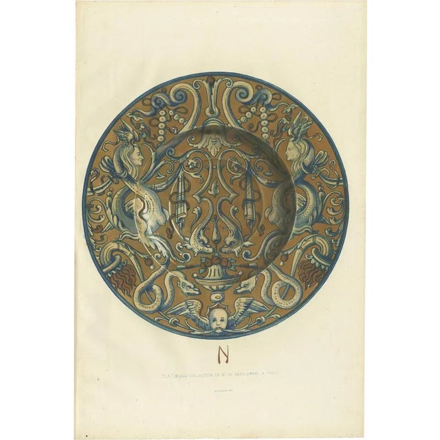 Mid 19th Century Delange, Majolica Plate of Mr. De Basilewski, 1869, Print For Sale - Image 5 of 5
