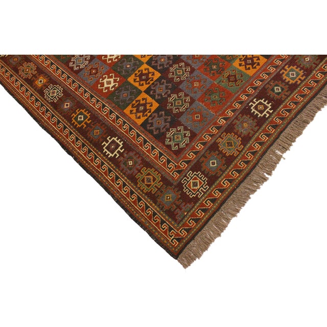 Vintage Soumak Rust/Brown Wool Rug - 4'11'' X 6'5'' For Sale - Image 4 of 10