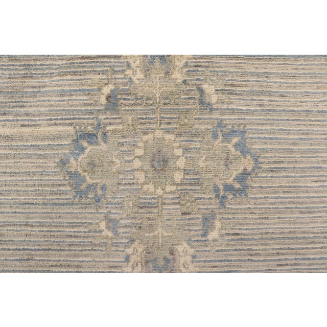 2010s Boho Chic Gabbeh Blue/Beige Wool Rug - 3'3'' X 4'10'' For Sale - Image 5 of 10