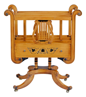 Empire Revival Inlaid Satinwood Magazine Rack, 1980s