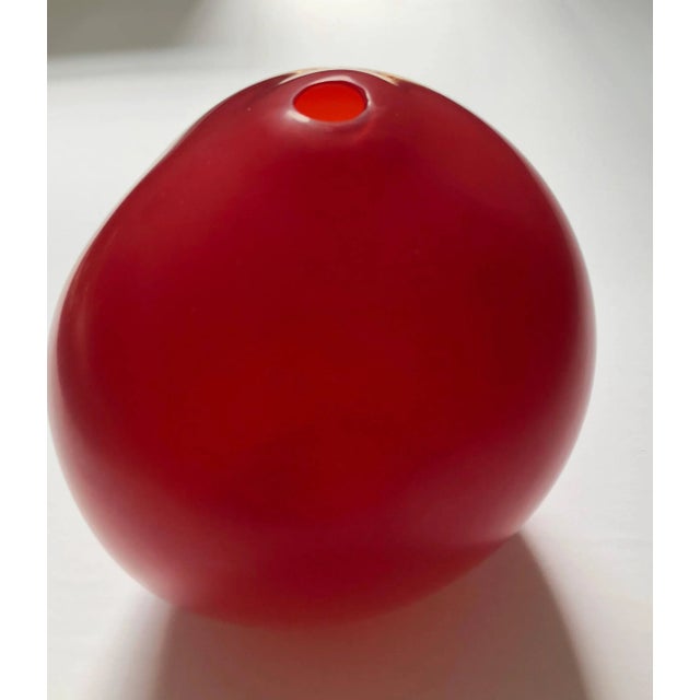 Red Thomas Blank, Masterpiece Swiss Contemporary Blown Matte Glass Sculpture Vase, 2001 For Sale - Image 8 of 11